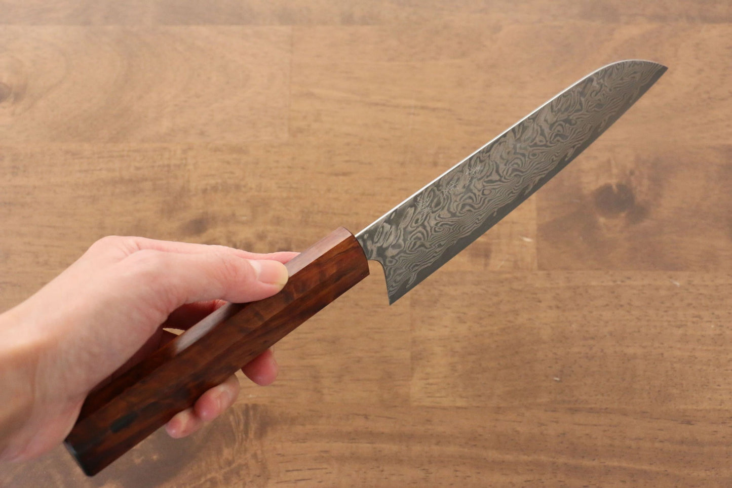 Thương hiệu Yoshimi Kato R2/SG2 Thép Damascus Dao đa năng Santoku dao Nhật 180mm sơn mài vân gỗ Tuyết TùngChuôi dao