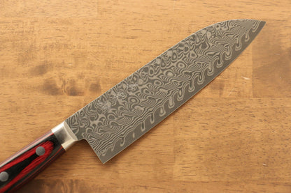 Thương hiệu Yoshimi Kato R2/SG2 Thép Damascus Dao đa năng Santoku dao Nhật 180mm gỗ ép đỏ đenChuôi dao