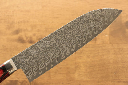 Thương hiệu Yoshimi Kato R2/SG2 Thép Damascus Dao đa năng Santoku dao Nhật 180mm gỗ ép đỏ đenChuôi dao