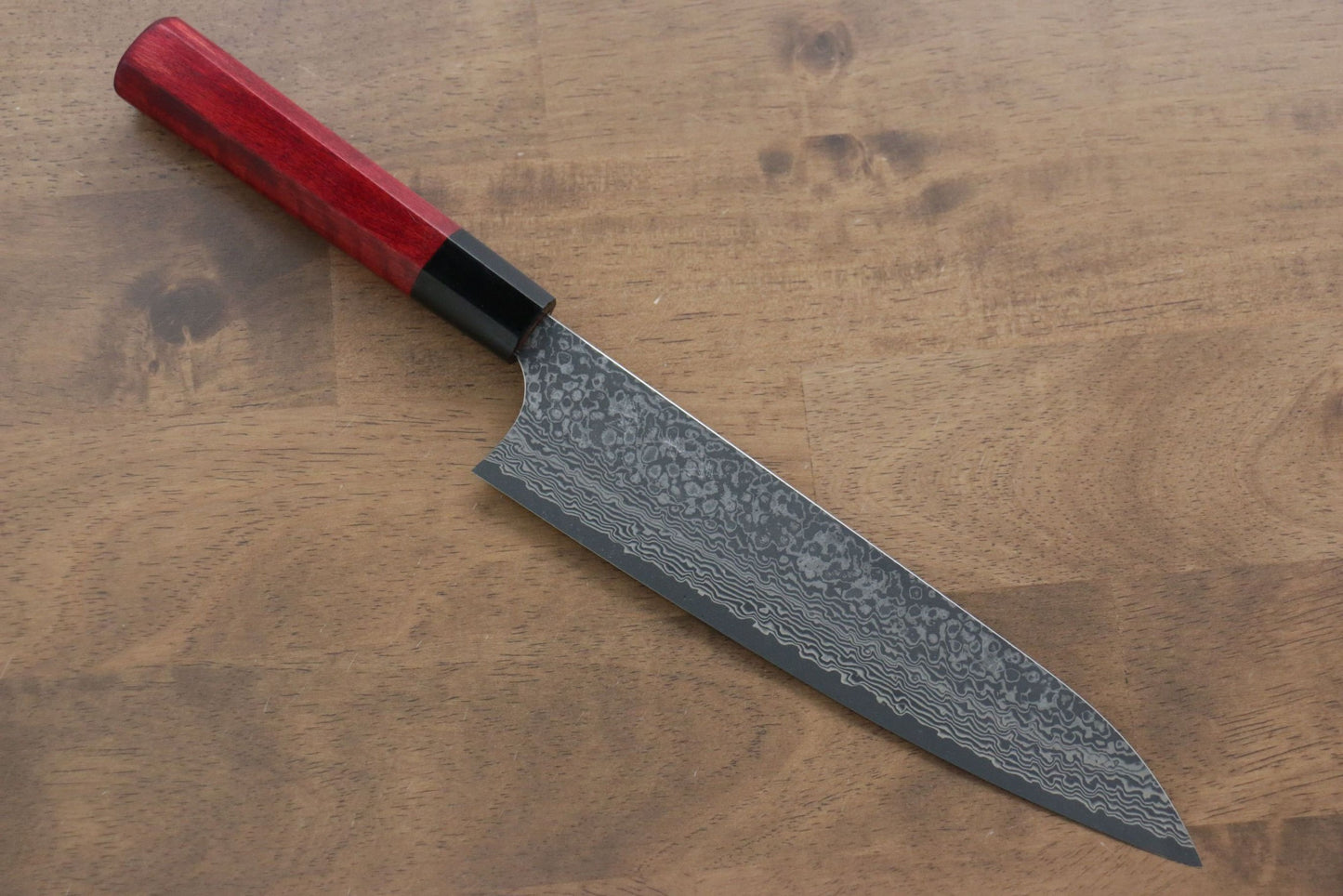 Thương hiệu Yoshimi Kato VG10 Thép Damascus Dao đa năng Gyuto dao Nhật 210mm sơn mài đỏChuôi dao