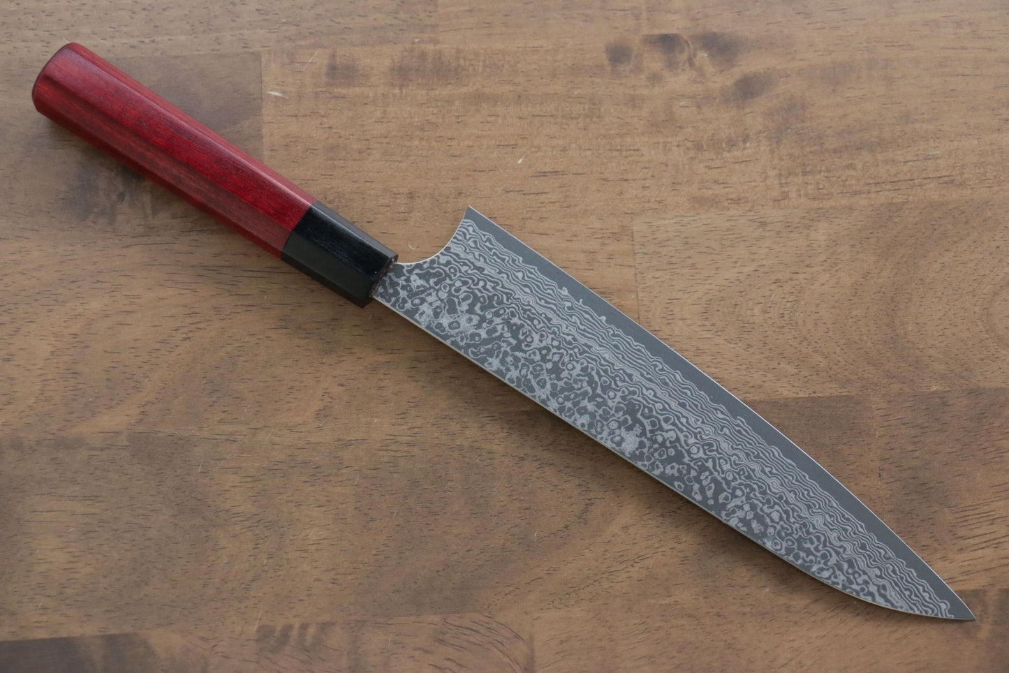 Thương hiệu Yoshimi Kato VG10 Thép Damascus Dao đa năng Gyuto dao Nhật 210mm sơn mài đỏChuôi dao