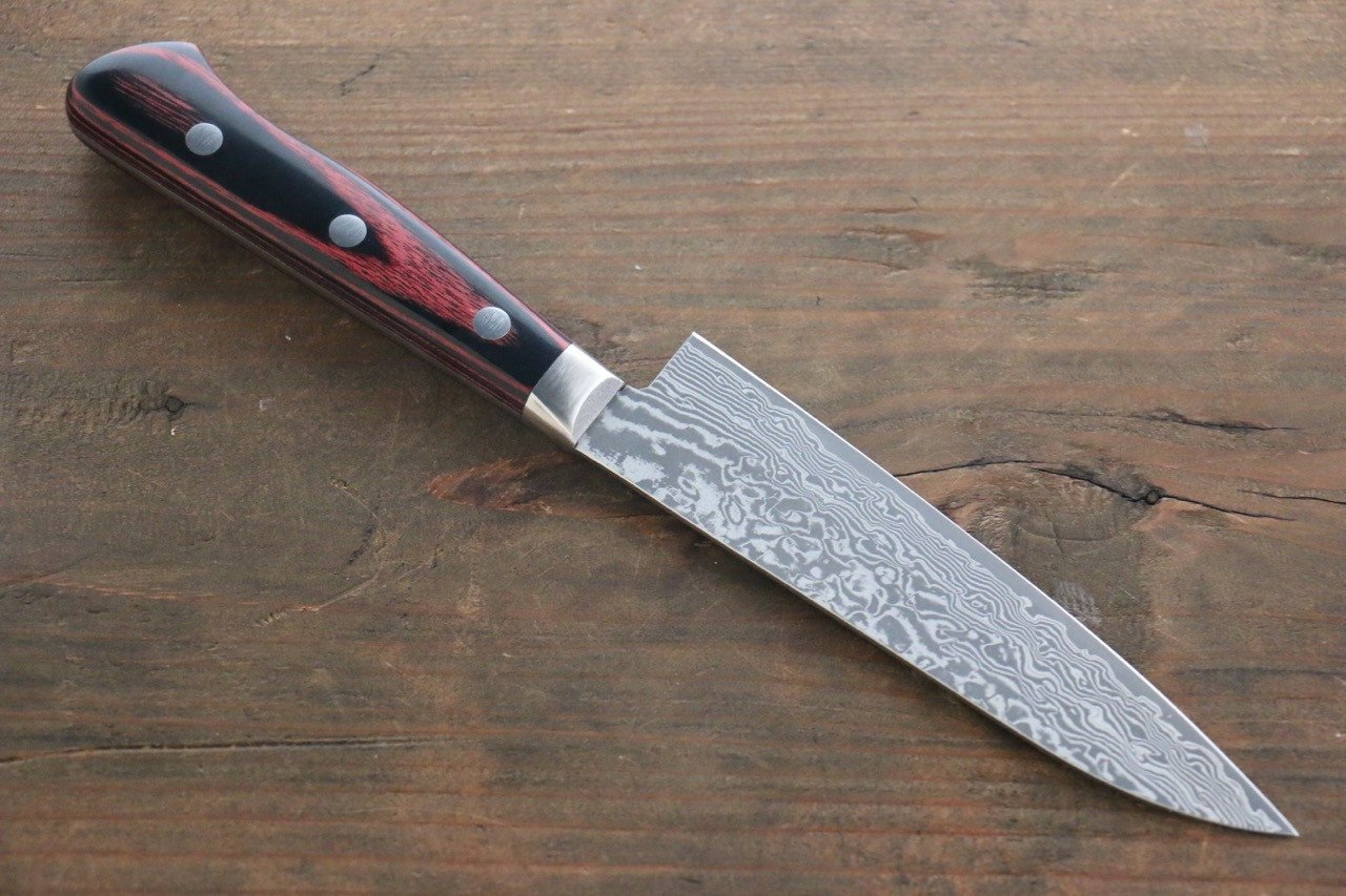 Thương hiệu Yoshimi Kato VG10 Thép Damascus Dao nhỏ đa năng Petty dao Nhật 120mm gỗ ép đỏChuôi dao