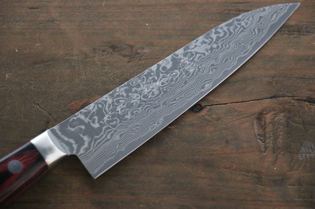 Thương hiệu Yoshimi Kato VG10 Thép Damascus Dao nhỏ đa năng Petty dao Nhật 120mm gỗ ép đỏChuôi dao