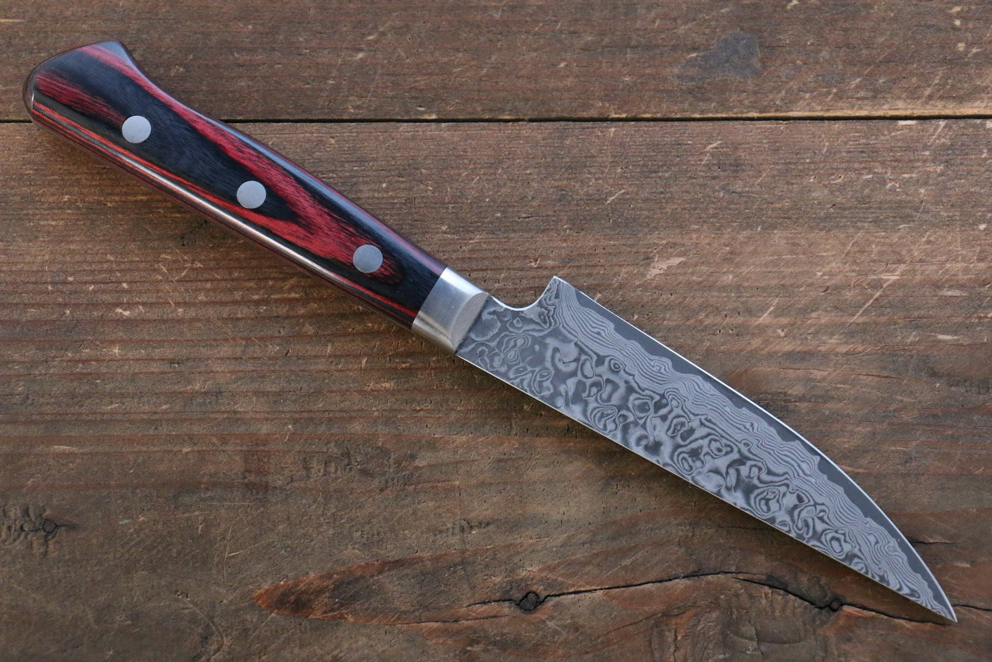 Thương hiệu Yoshimi Kato VG10 Thép Damascus Dao ăn bít tết chuyên dụng dao Nhật 100mm gỗ ép đỏChuôi dao