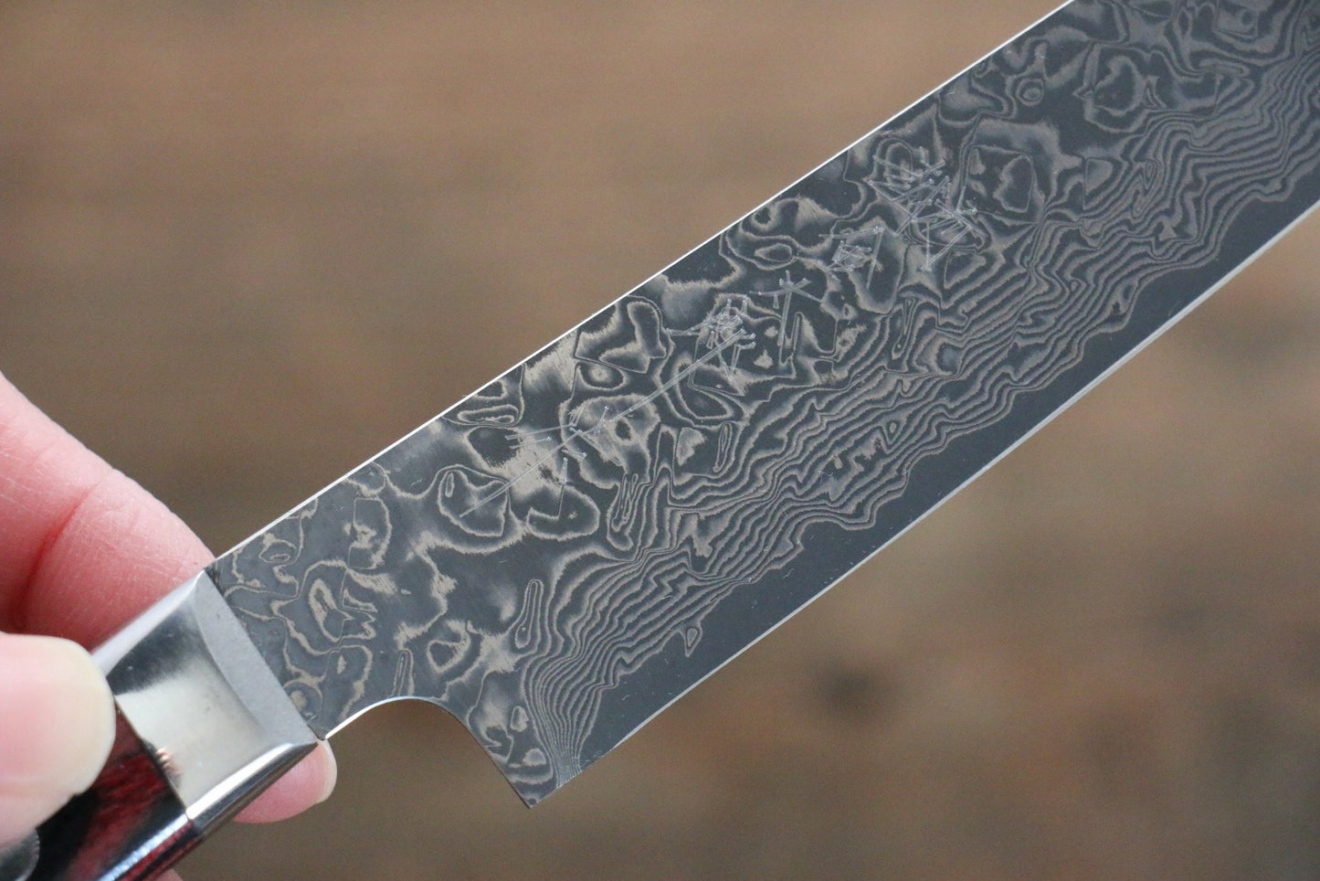Yoshimi Kato Marke VG10 Damaststahl Spezialisiertes Steakmesser Japanisches Messer 120 mm roter Sperrholzgriff